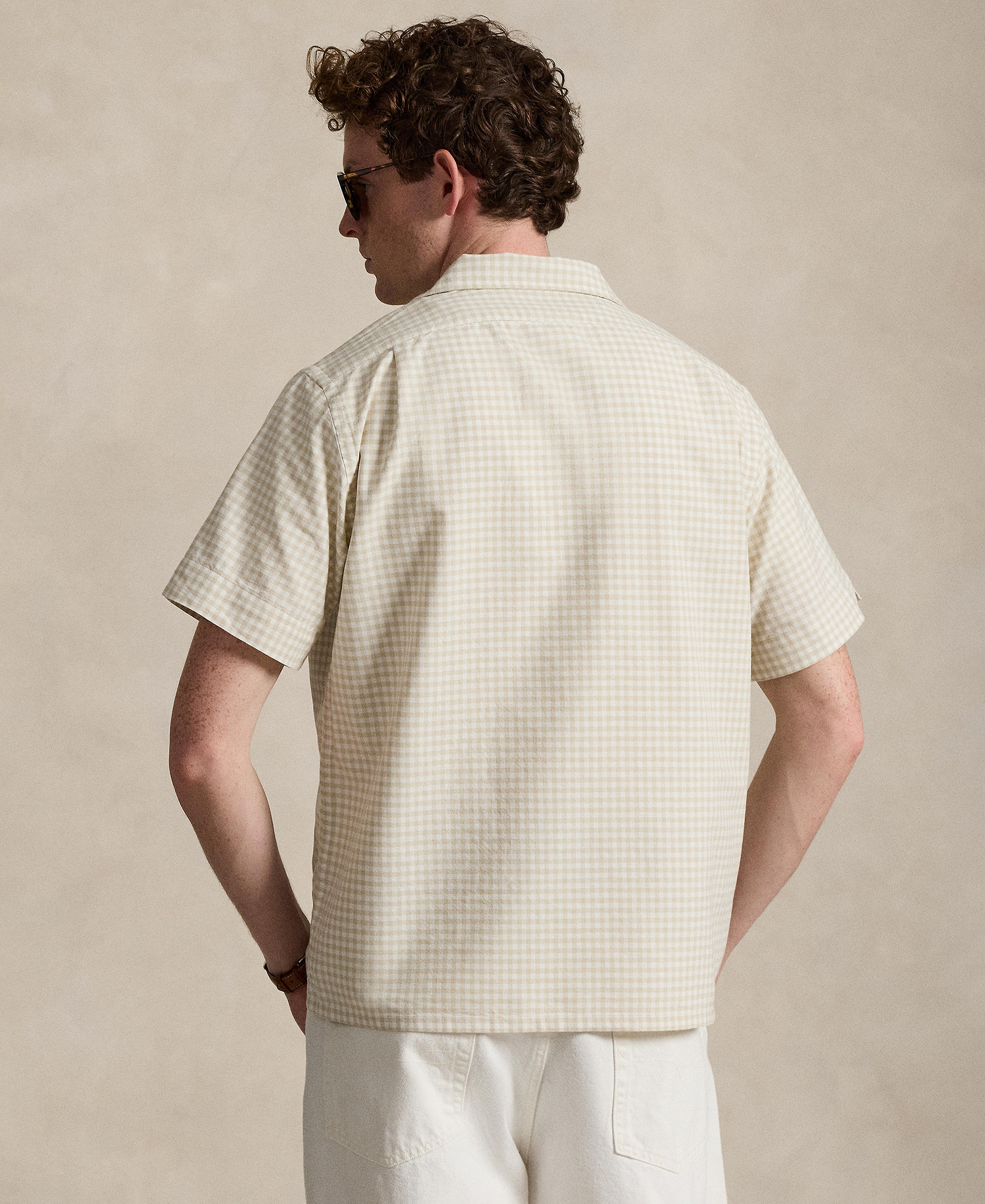 Polo Ralph Lauren Men's Classic-Fit Short-Sleeve Oxford Shirt - Basic Sand White