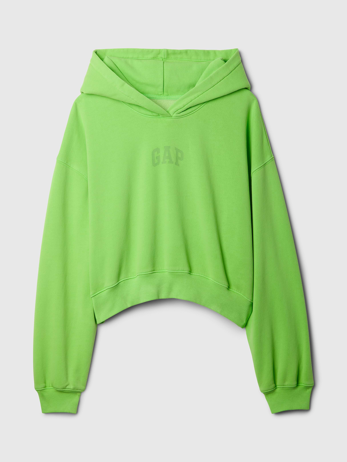 VintageSoft Crop Logo Hoodie - Jasmine green