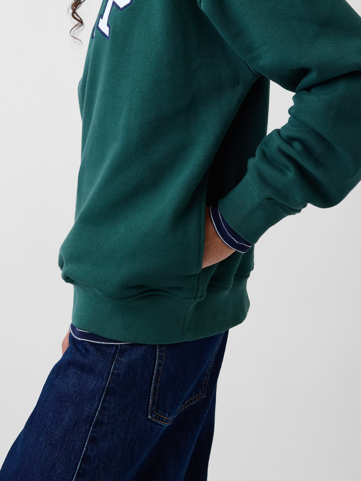 VintageSoft Oversized Mockneck Logo Sweatshirt - Dark green