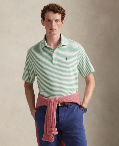 Polo Ralph Lauren Men's Classic Stripe Polo Shirt - Faded Mint/White
