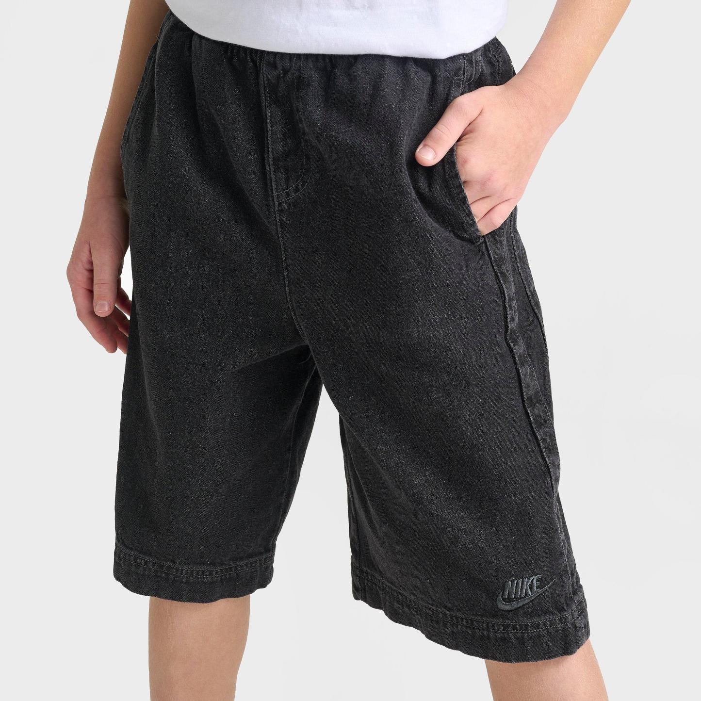 Big Kids' Nithtke Sportswear Collection Archival Denim Shorts - Black/Anthracite/Volt/Anthracite