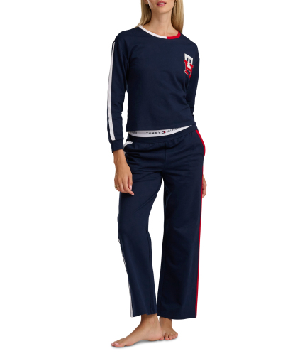 Tommy Hilfiger Women's Long-Sleeve Wide-Leg Pullover and Long Pants, 2-Piece Set - Sky Captain