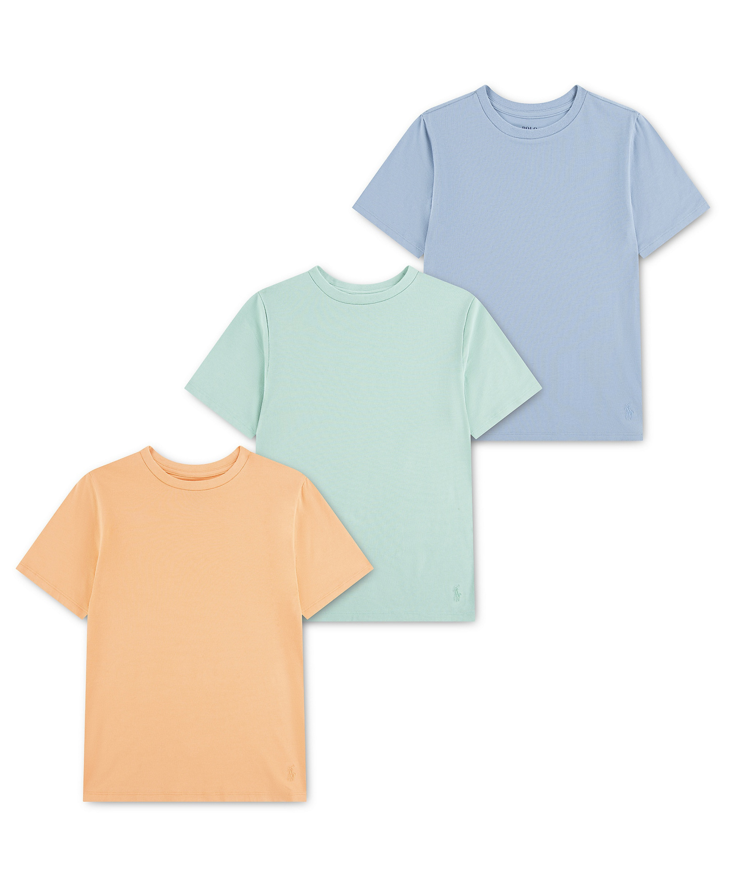 Polo Ralph Lauren Boys' 8-20 Crewneck Undershirts, 3-Pack - Polo Celadon Orange/Blue