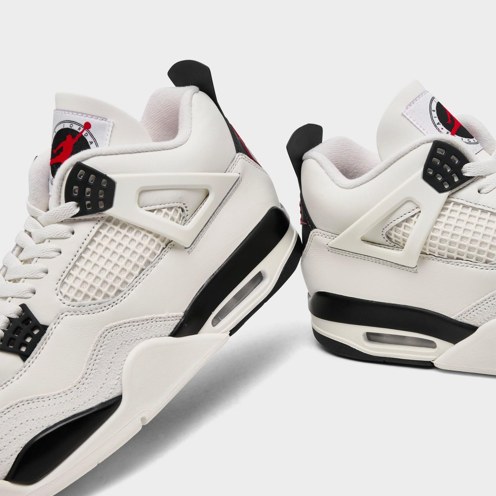 Men's Air Jordan Retro 4 Basketball Shoes - Sail/University Red/Black - view 3