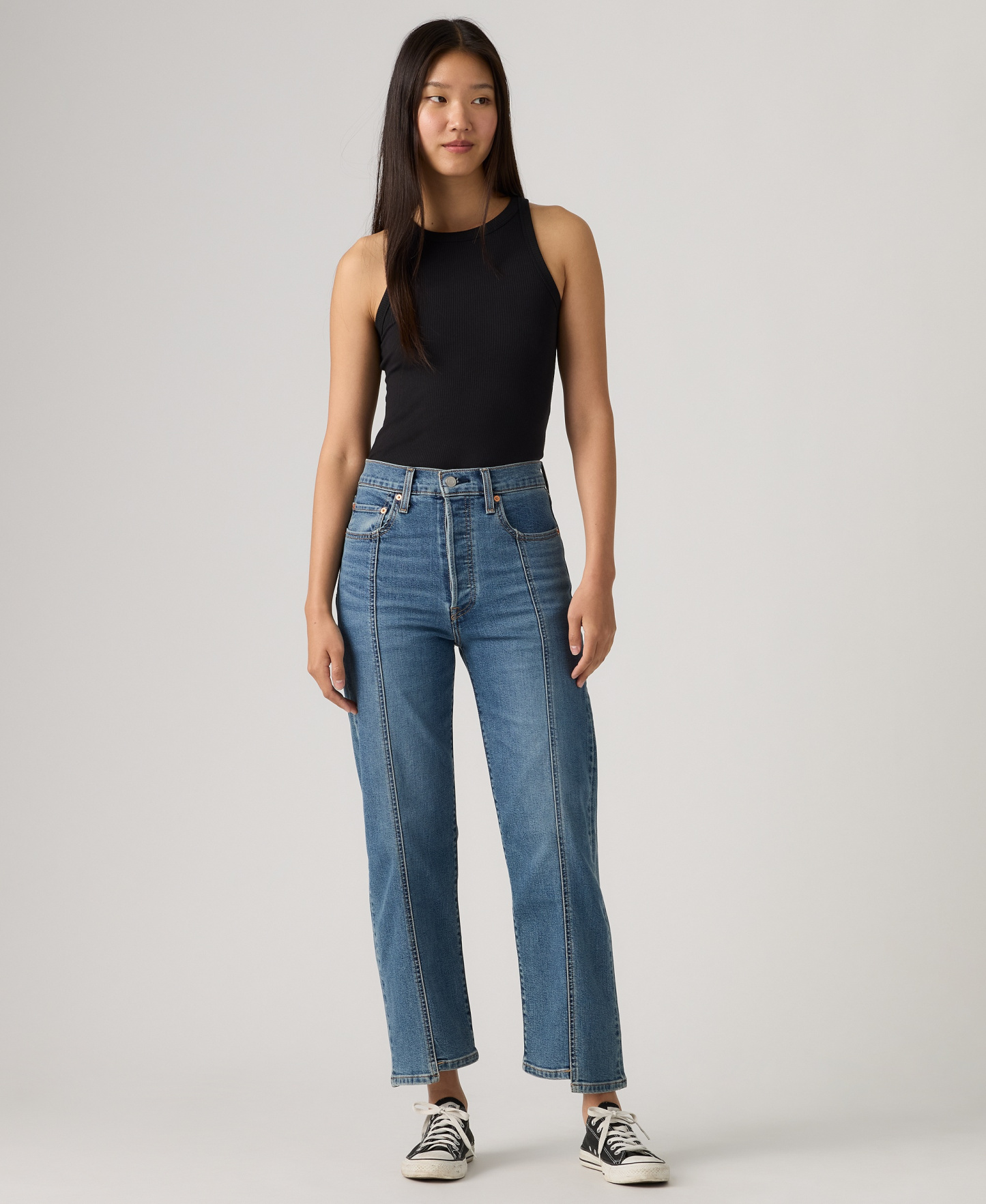 Levi's Women's Ribcage Seamed High-Rise Straight Ankle Jeans - As It Seams