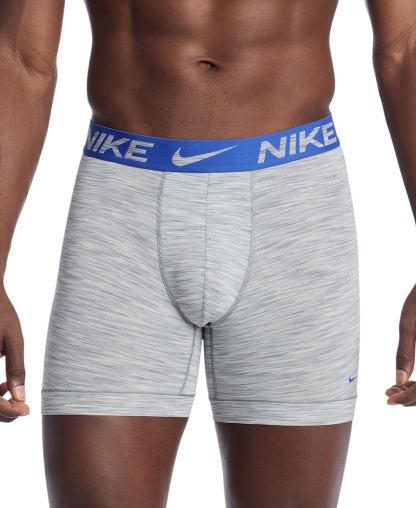 Nike Men's DRI-FIT Essential Micro Boxer Briefs, 3-Pack - Pure Platinum Space Dye/Baltic Blue/Midnight Navy
