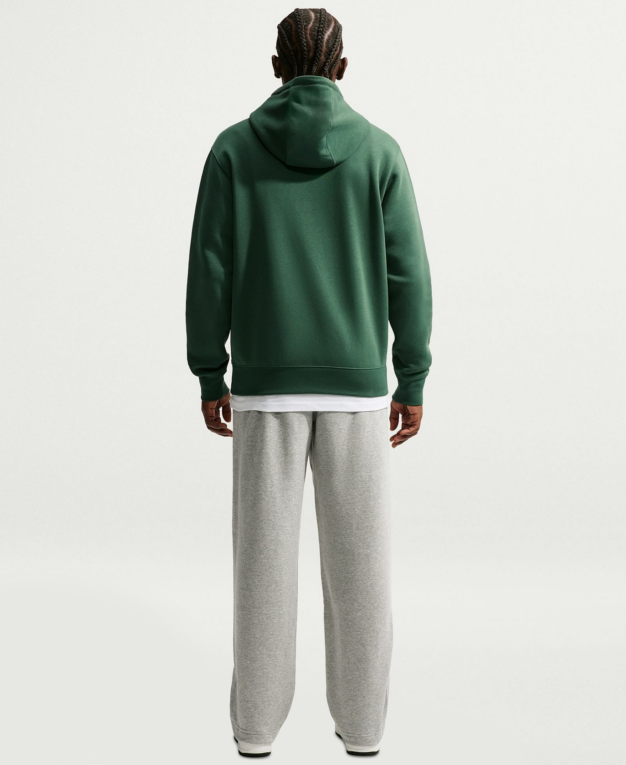 Nike Men's Club Pullover Fleece Hoodie Logo - Fir/White