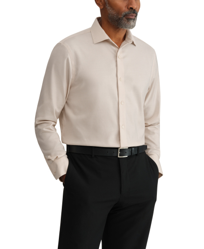 Tommy Hilfiger Men's TH Flex Twill Shirt, Regular Fit - Beige