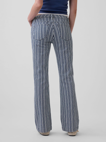 Low Rise Long & Lean Split-Hem Jeans - Blue railroad stripe