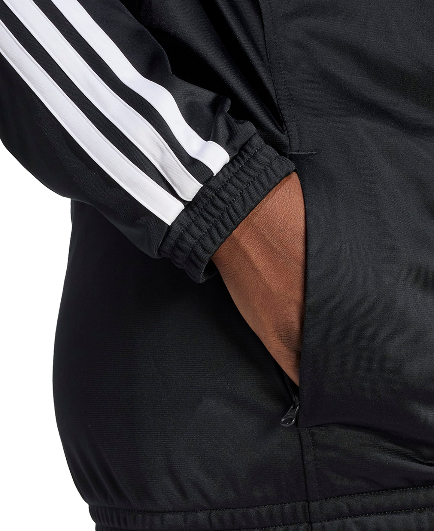 adidas Plus Size Essentials Tricot Three Stripes Track Jacket - Black/White