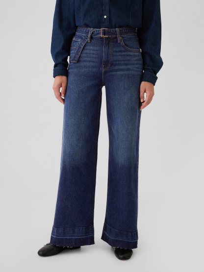 High Rise Stride Wide-Leg Jeans - Dark indigo