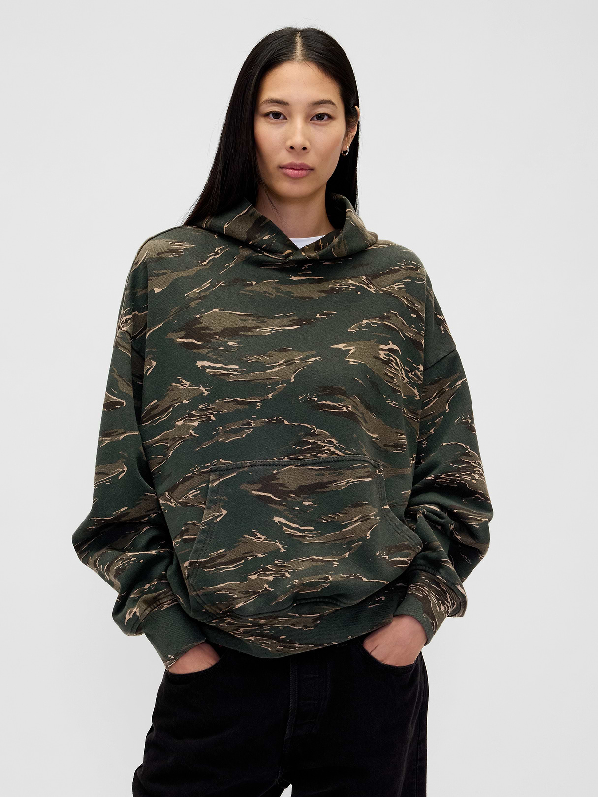 Adult Heavyweight Oversized Hoodie - black camo