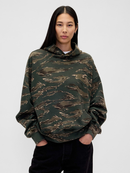 Adult Heavyweight Oversized Hoodie - black camo