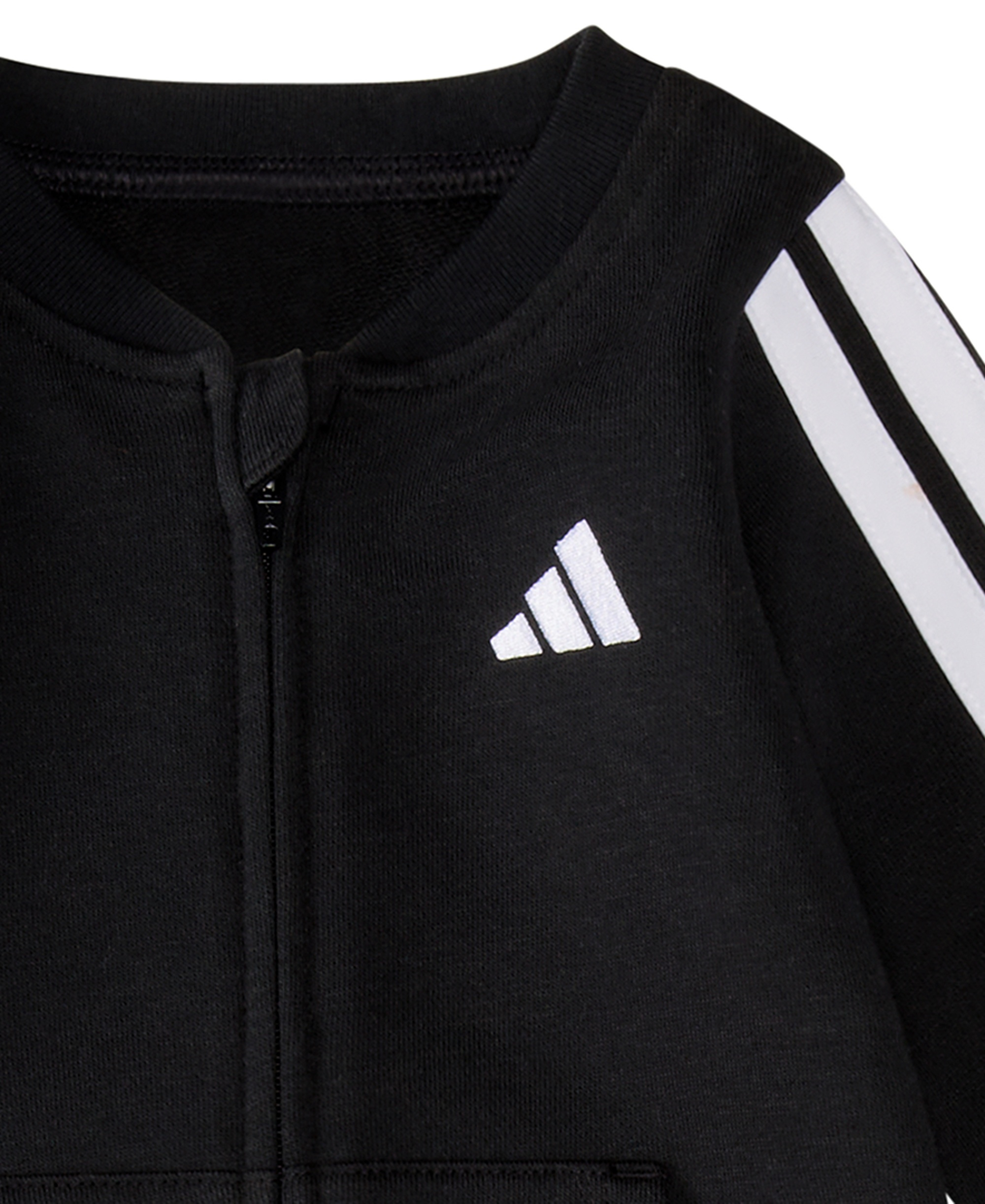 adidas Baby Boys French Terry Round Neck Long Sleeve Coverall - Black