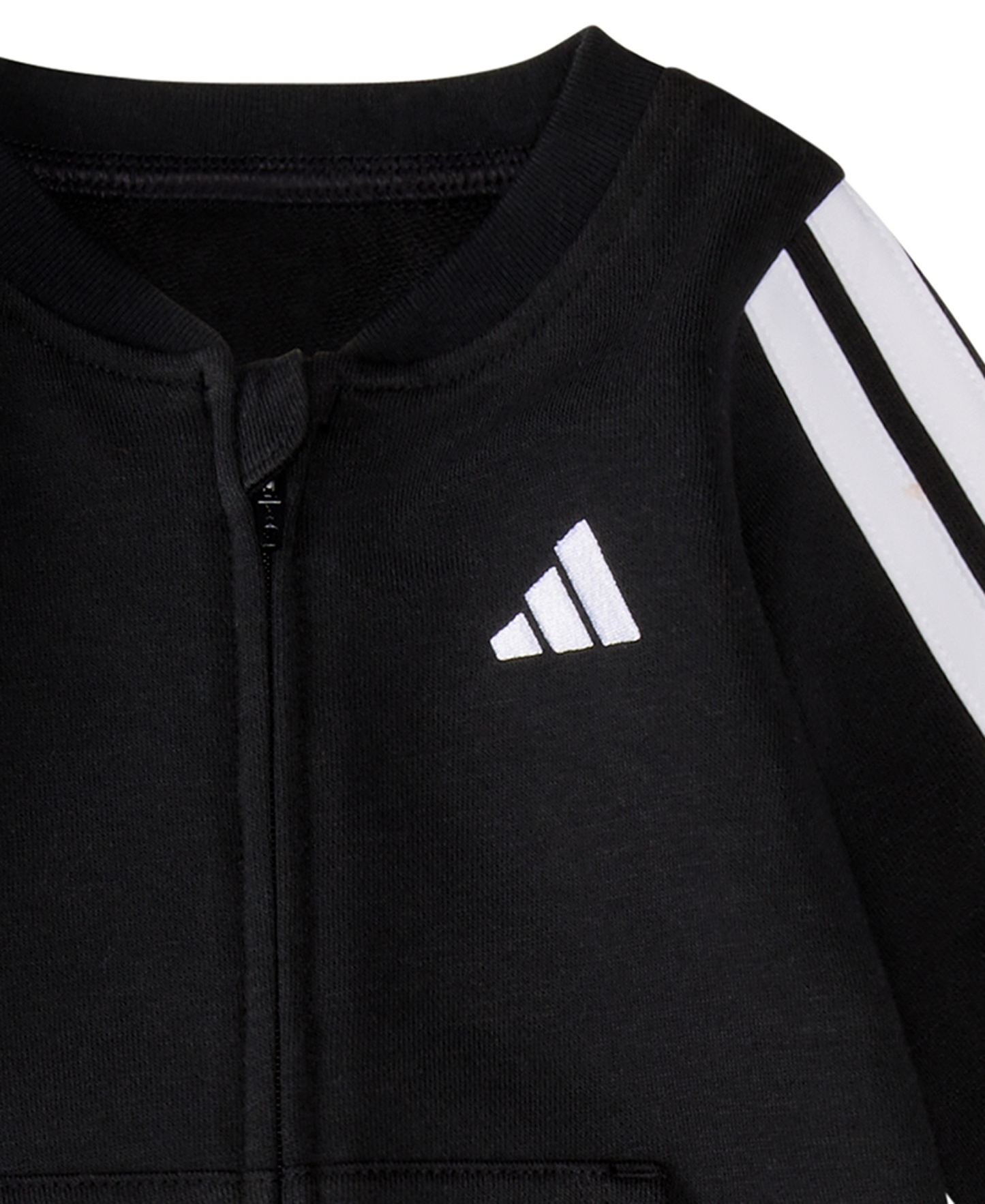 adidas Baby Boys French Terry Round Neck Long Sleeve Coverall - Black
