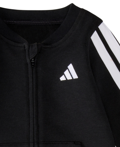 adidas Baby Boys French Terry Round Neck Long Sleeve Coverall - Black