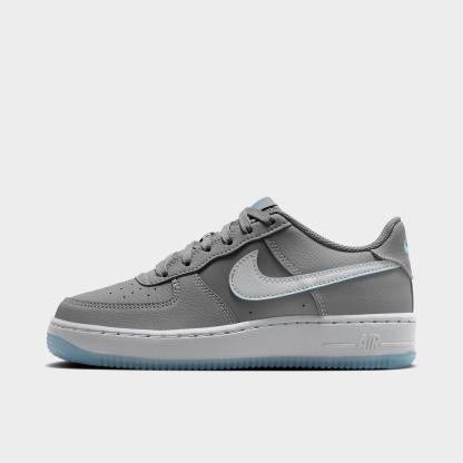 Big Kids' Nithtke Air Force 1 Low Casual Shoes - Pencil Point/Work Blue/Wolf Grey - Left shoe facing left. Outside of the shoe.
