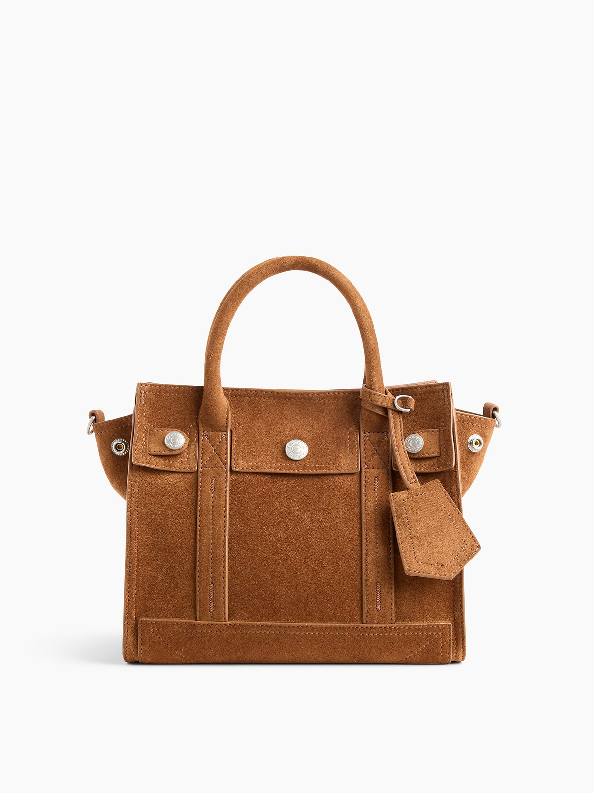 Vegan Suede Five Pocket Tote - Palomino brown