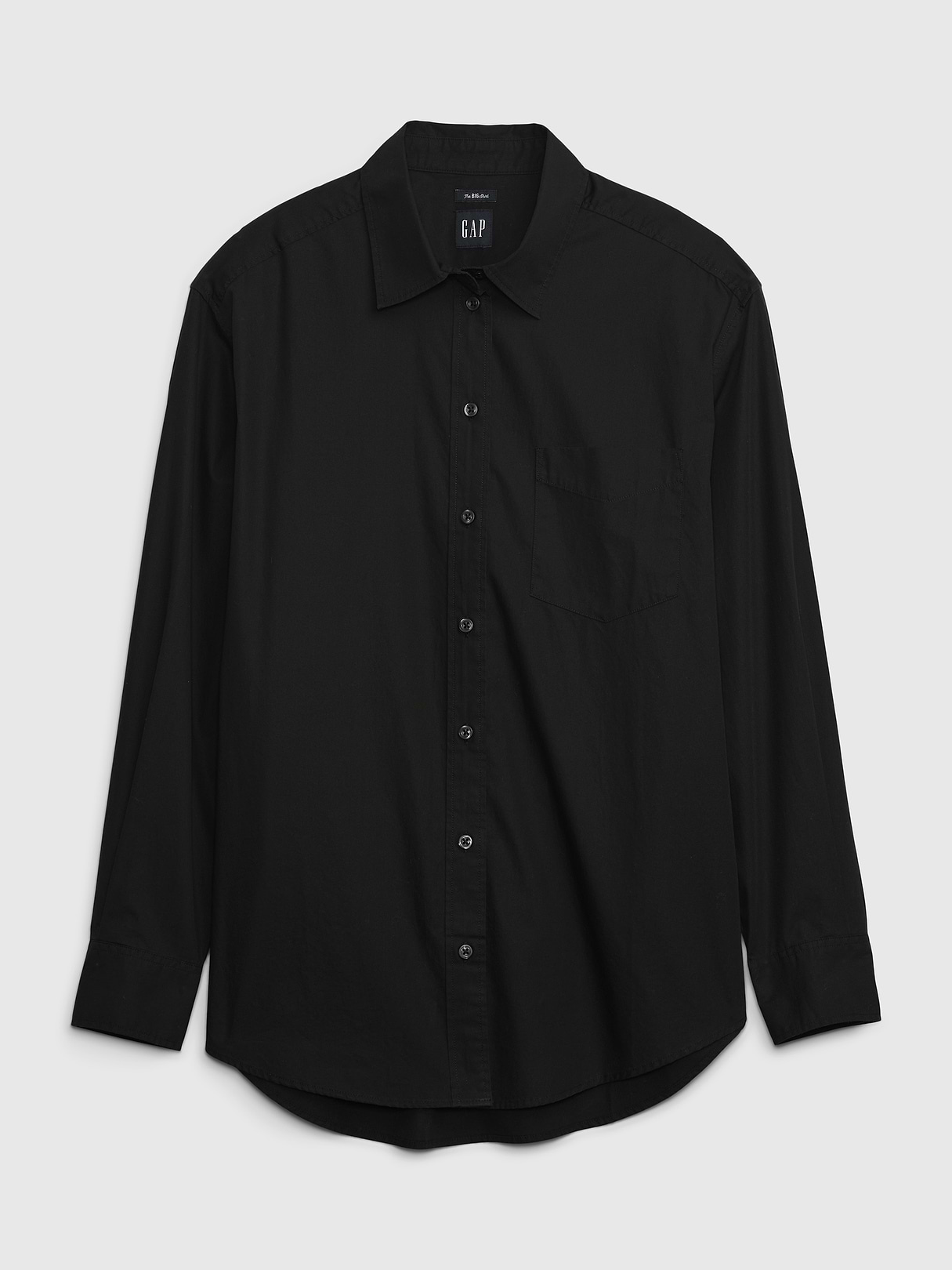 Organic Cotton Poplin Big Shirt - Black