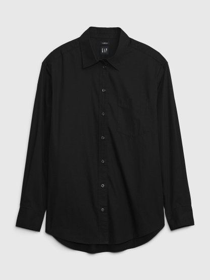 Organic Cotton Poplin Big Shirt - Black