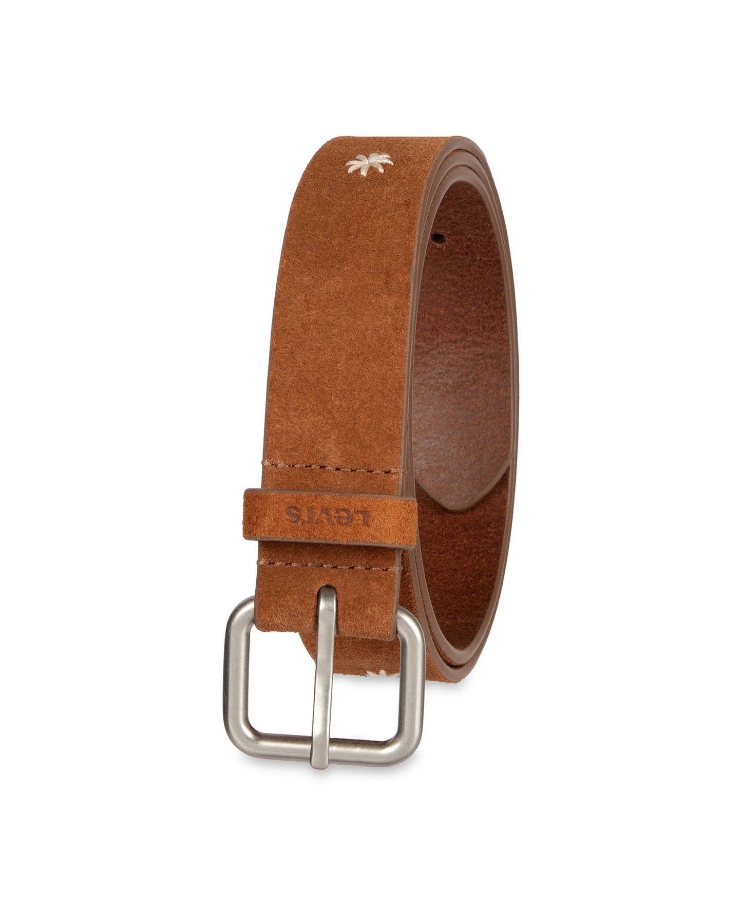 Levi's Women's Casual Floral Embroidered Belt - Tan Suede