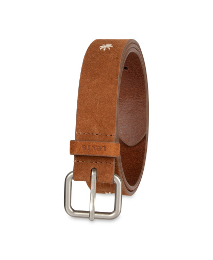 Levi's Women's Casual Floral Embroidered Belt - Tan Suede