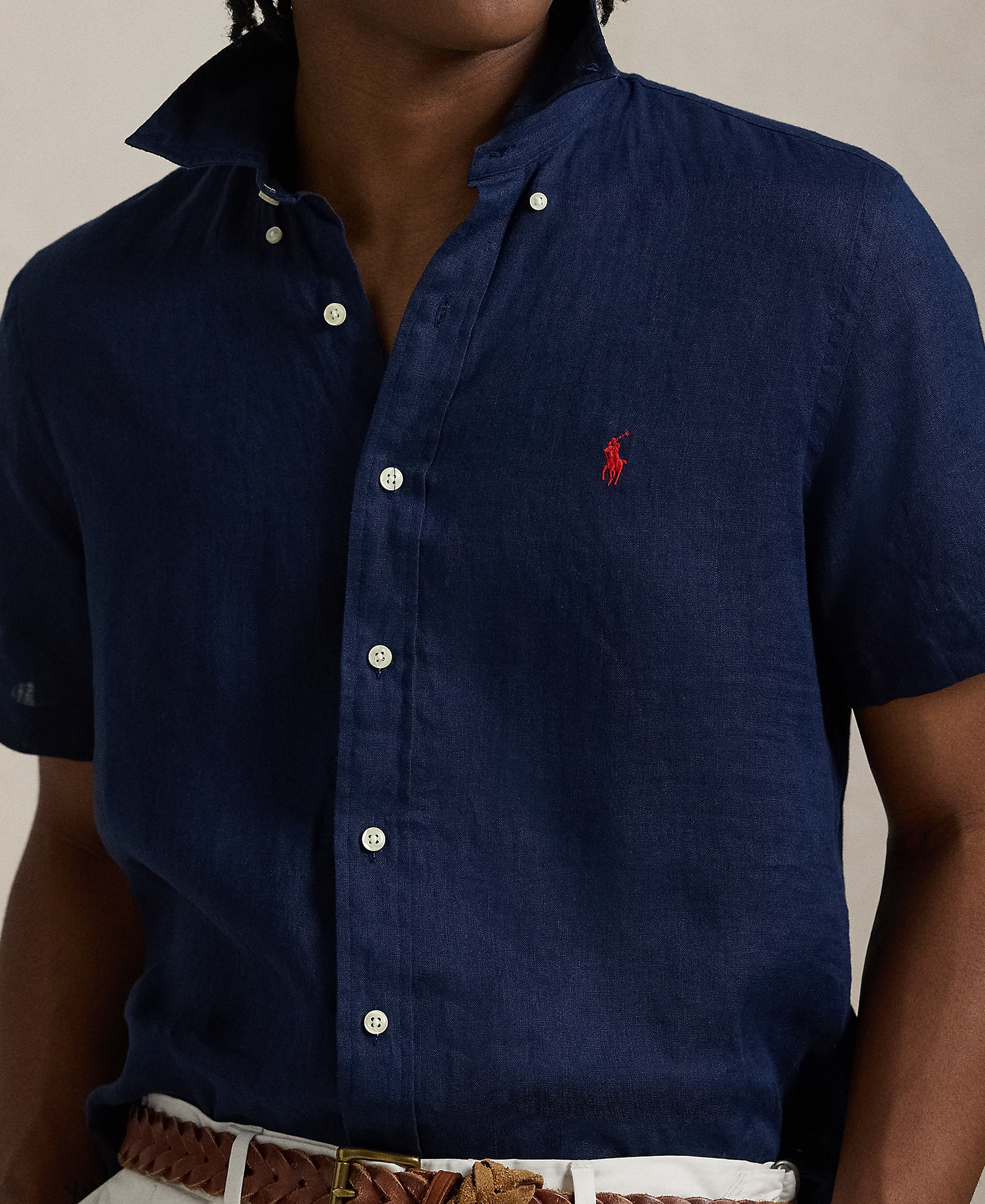 Polo Ralph Lauren Men's Short-Sleeve Linen Button-Up Shirt - Newport Navy