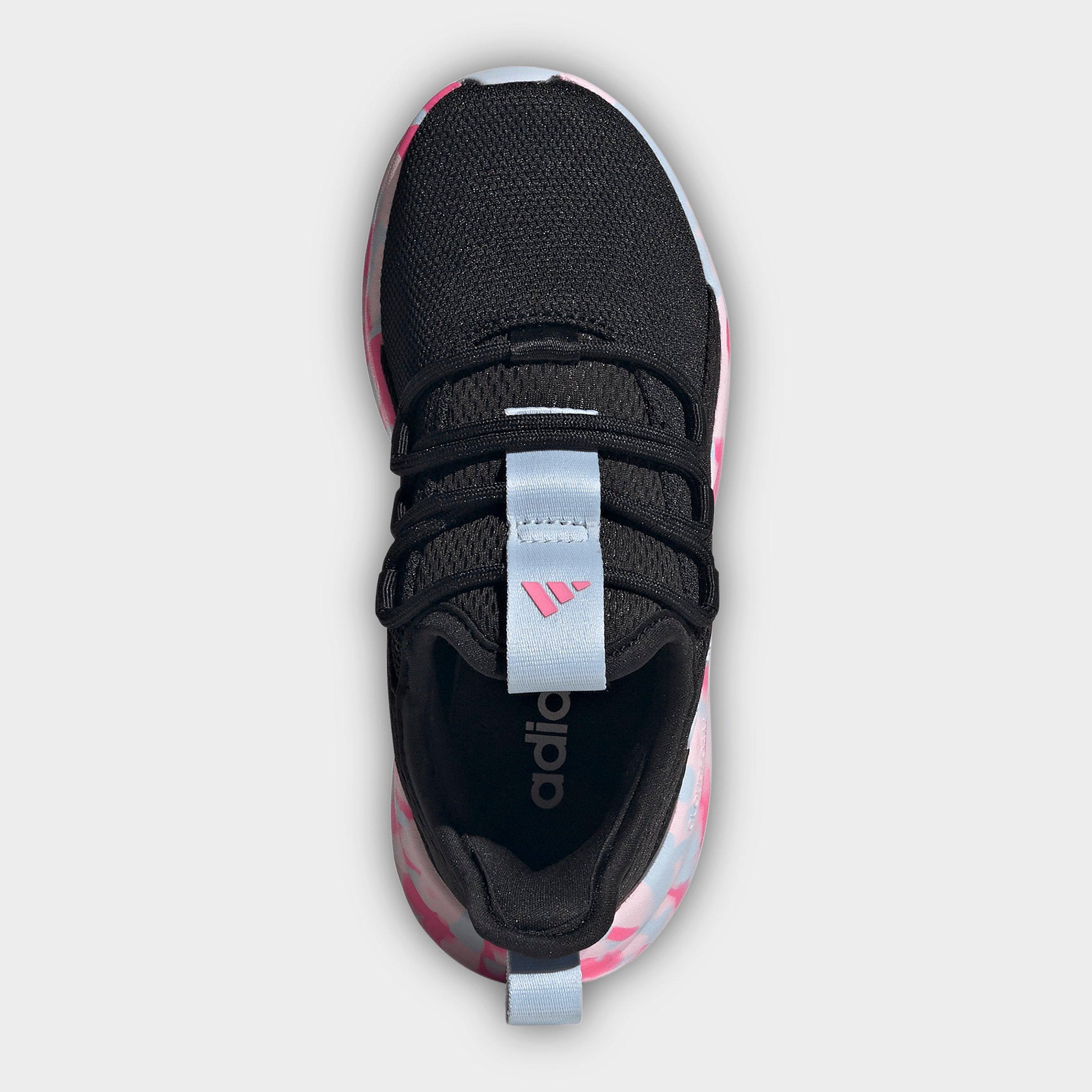 Girls' Little Kids' and Big Kids' adidas Lite Racer Adapt 8.0 Stretch Lace Casual Shoes - Part 1 - Core Black/Crystal Sky/Shock Pink - Top view