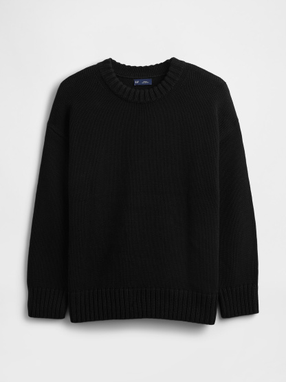 100% Cotton Oversized Sweater - Black