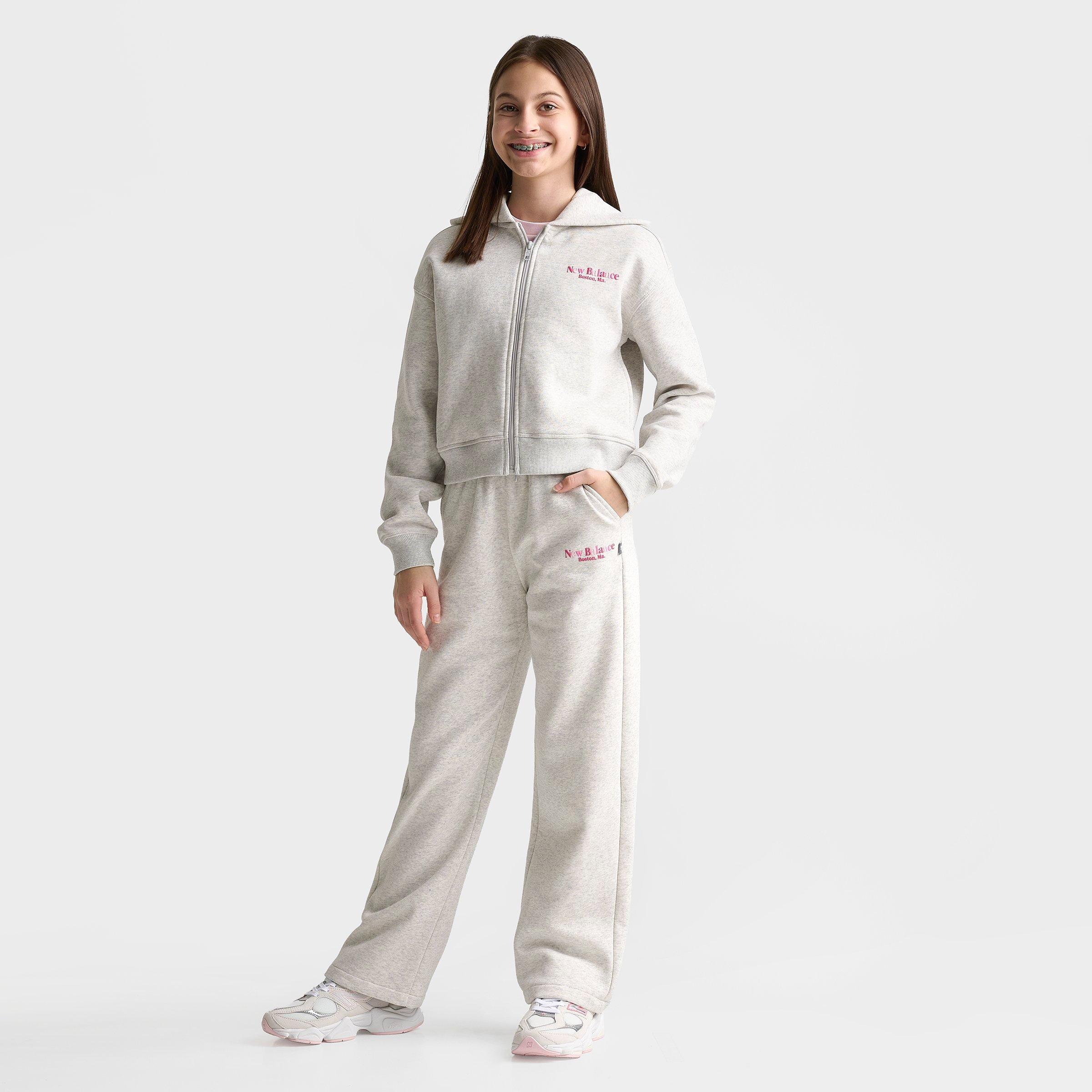 Girls' Big Kids' New Balance Wide Leg Sweatpants - Ash Heather - view 2