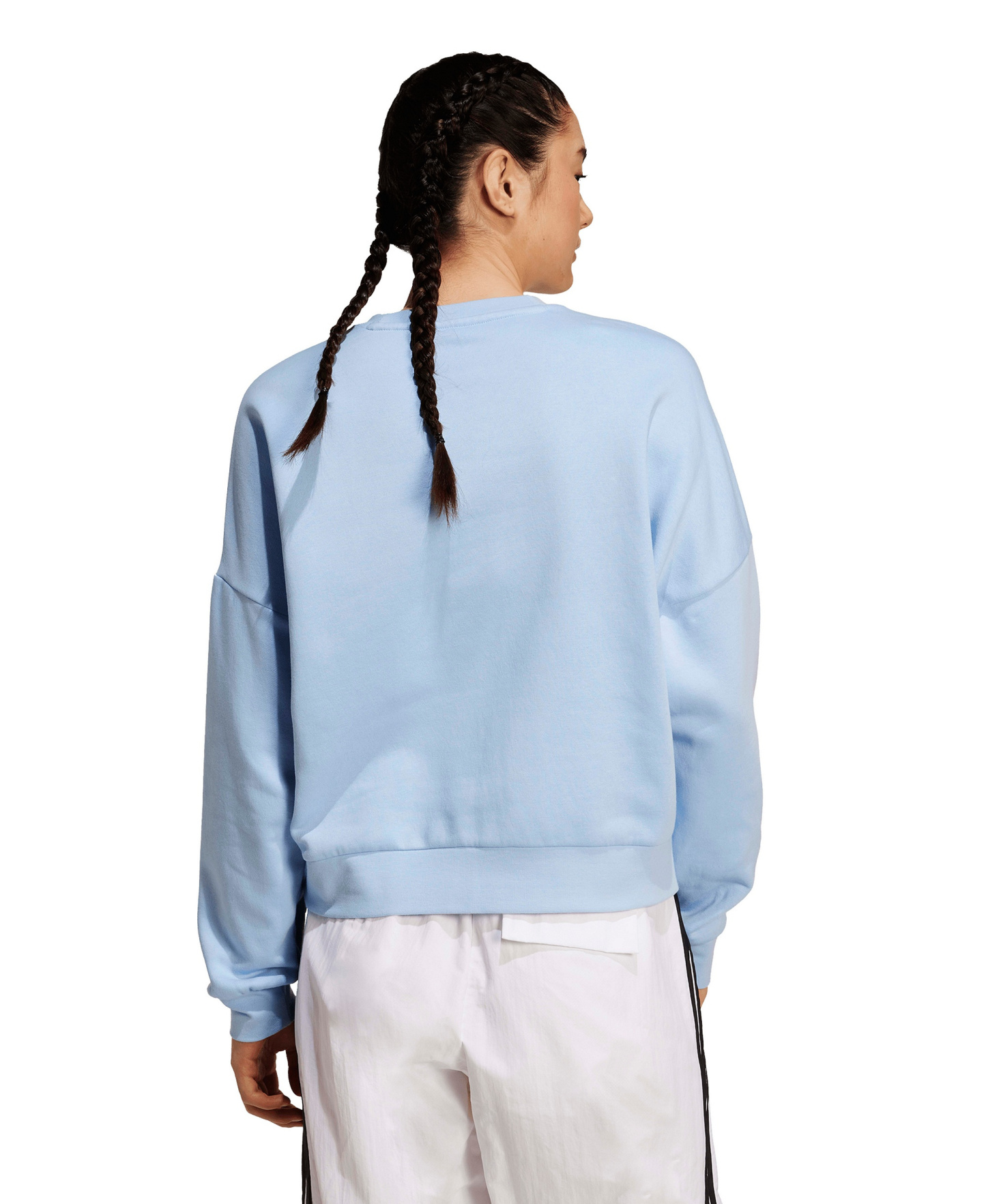 adidas Women's Essentials Crewneck Small-Logo Sweatshirt - Glow Blue/White