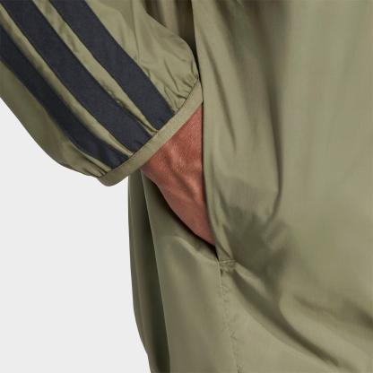 Men's adidas Essentials 3-Stripes Full-Zip Windbreaker Jacket - Olive Strata/Black
