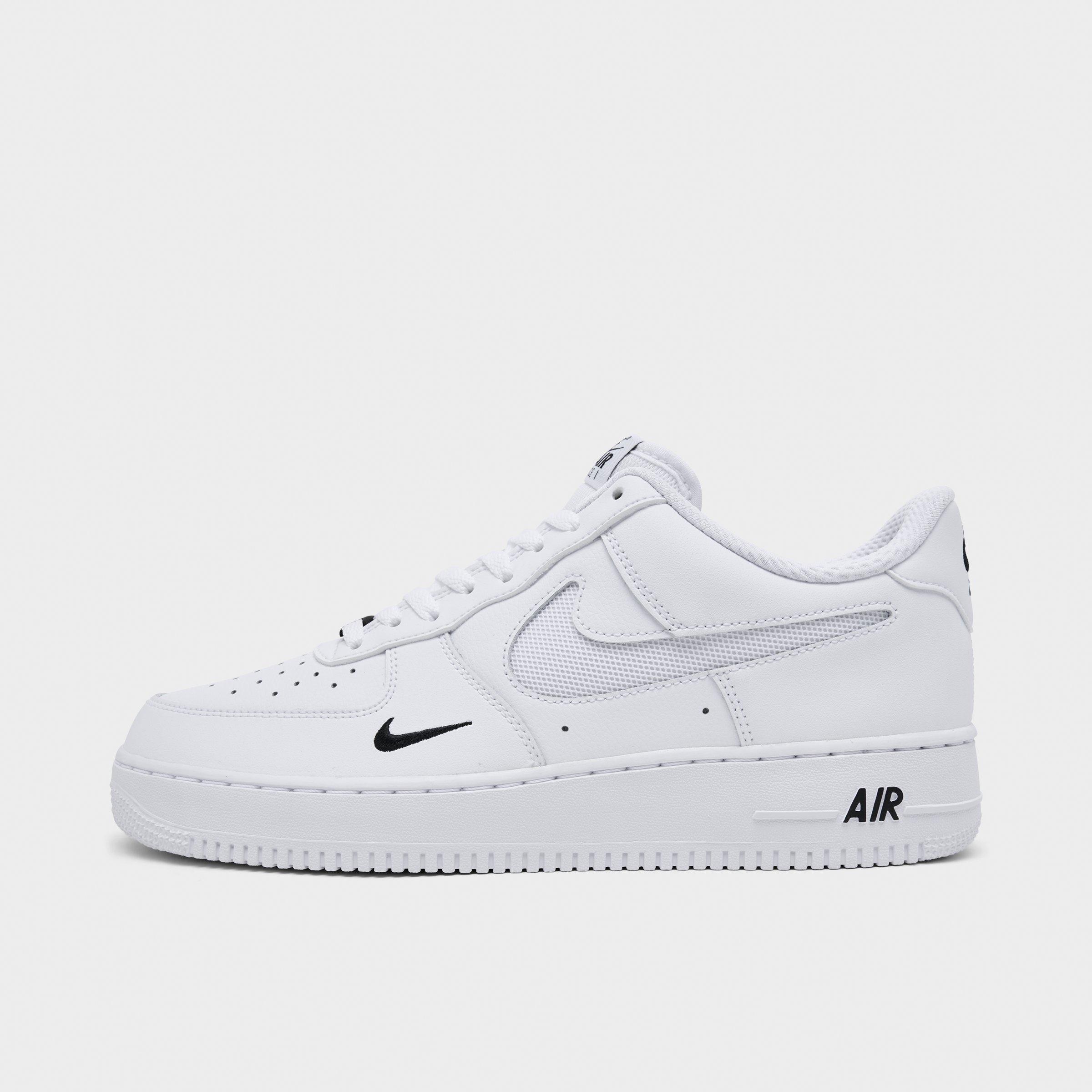 Men's Nithtke Air Force 1 '07 LV8 Casual Shoes - Part 3 - White/Black/Reflective Silver - Left shoe facing left. Outside of the shoe.