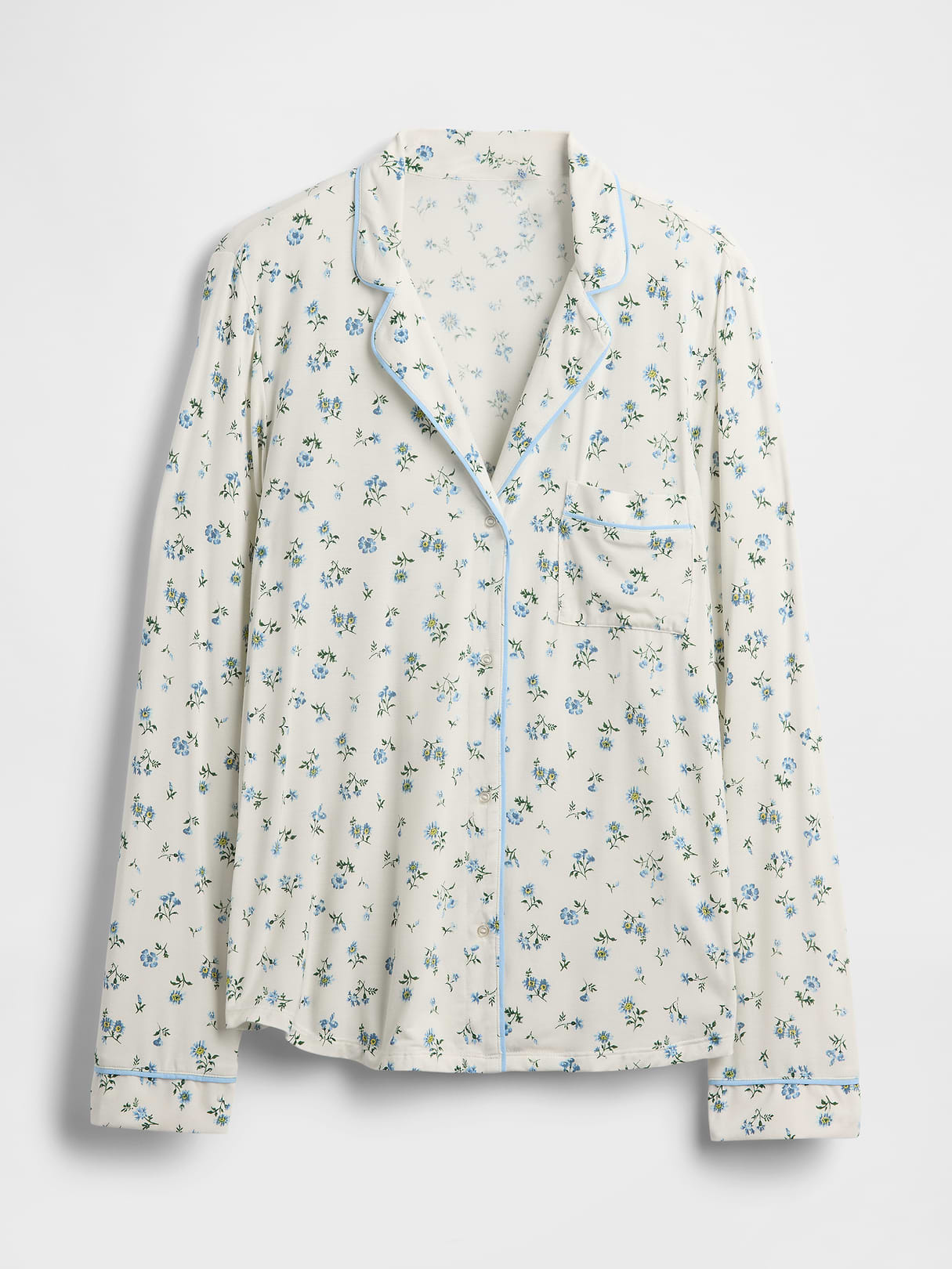 SoftMade Modal PJ Top - White floral print