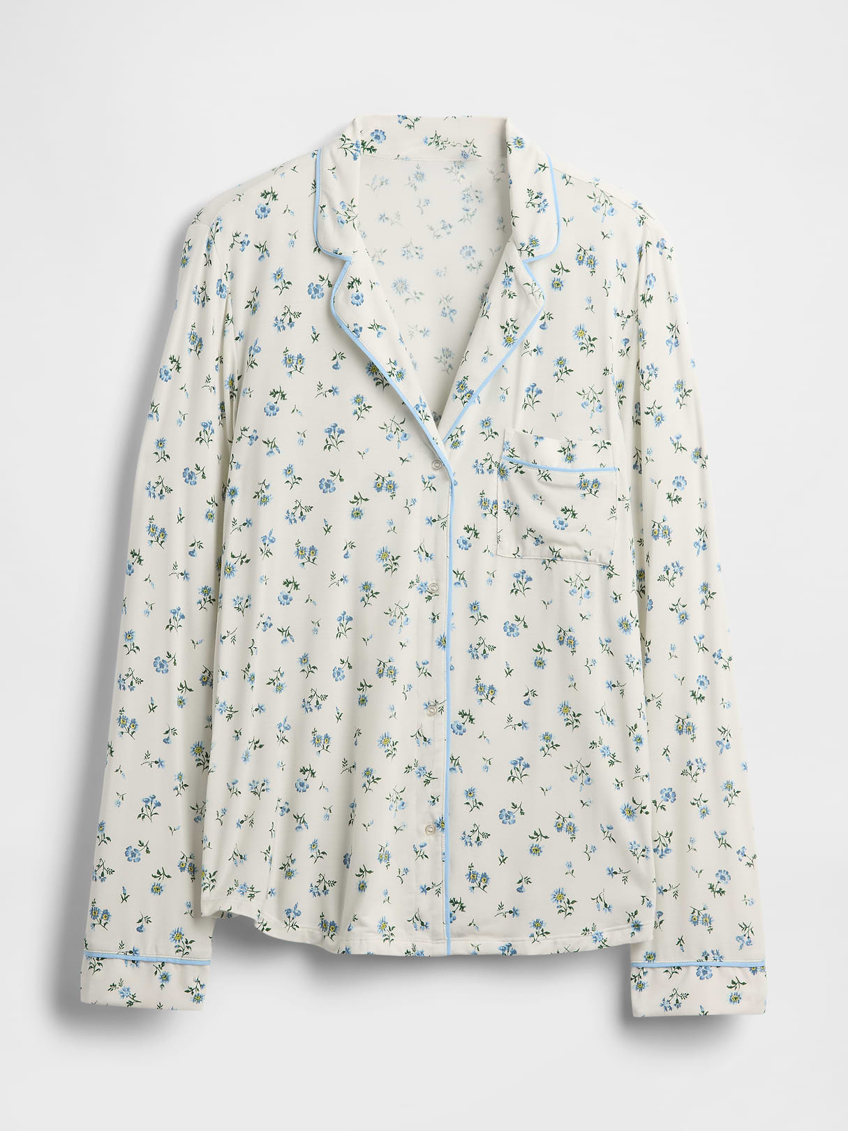 SoftMade Modal PJ Top - White floral print