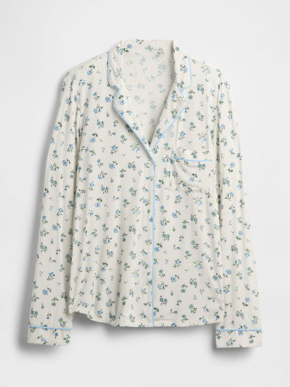 SoftMade Modal PJ Top - White floral print