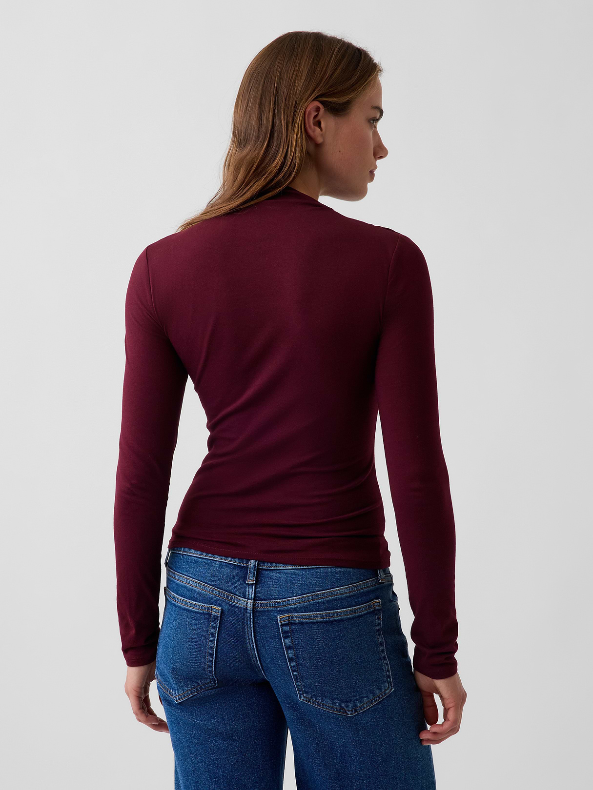 CloseKnit Jersey Funnel-Neck Ruched T-Shirt - Noir red