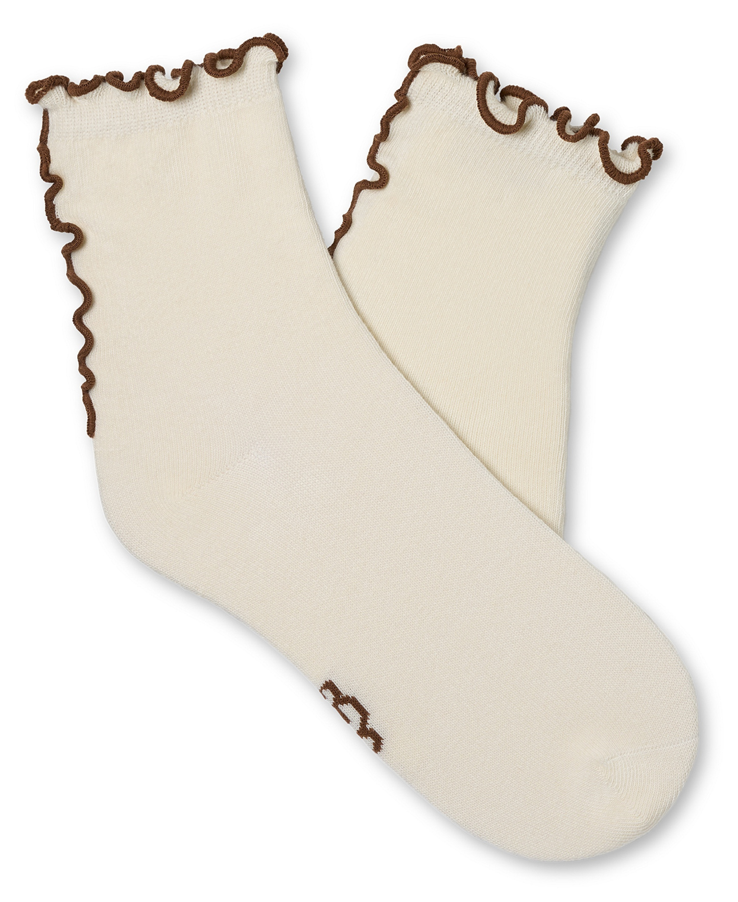 UGG Women's Karsyn Lettuce Edge Quarter Logo Socks - Vanille / Chestnut