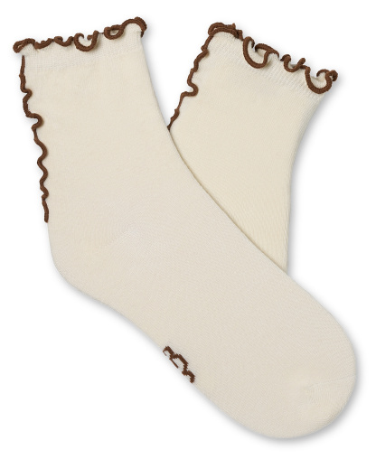 UGG Women's Karsyn Lettuce Edge Quarter Logo Socks - Vanille / Chestnut