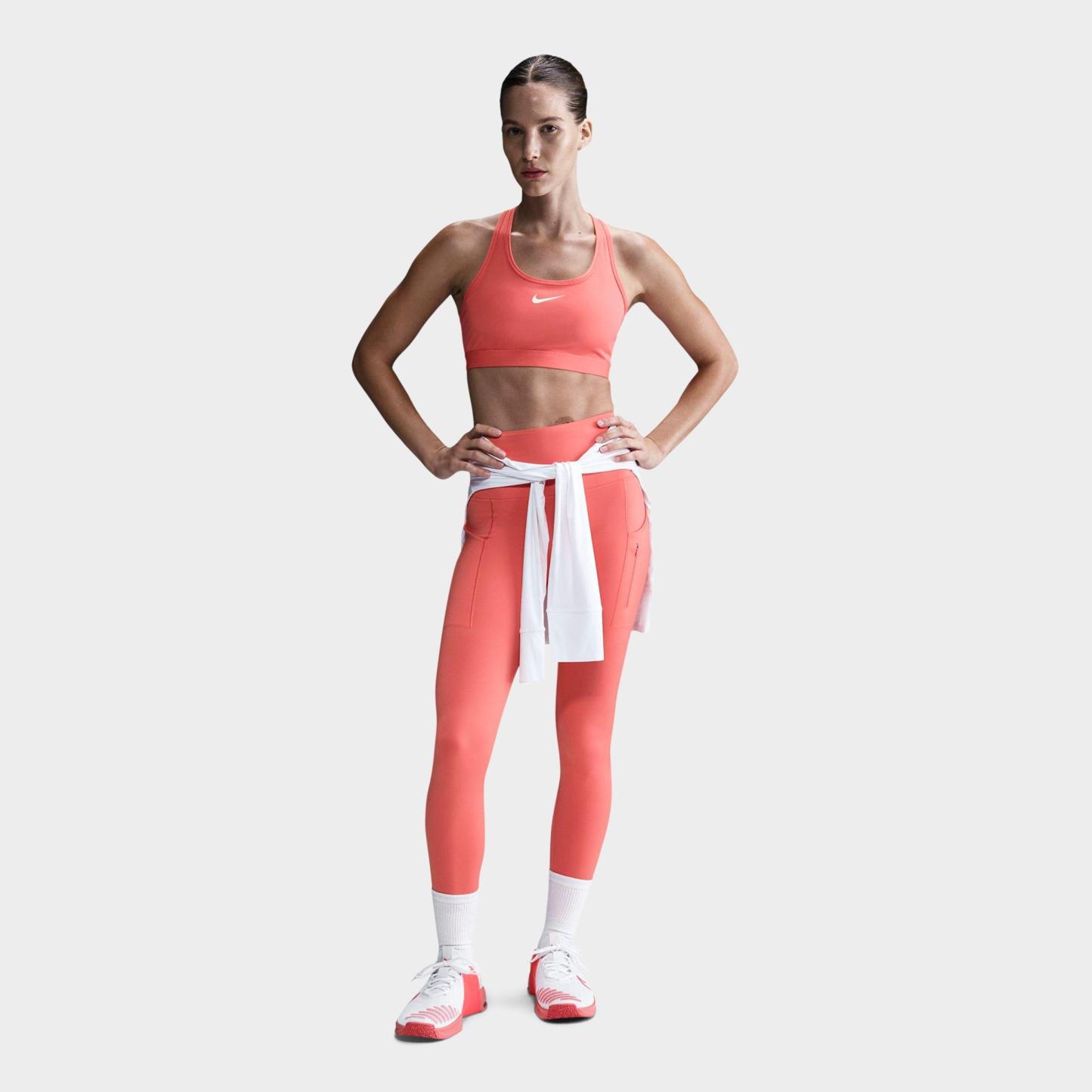 Women's Nithtke Swoosh Medium Support Sports Bra - Magic Ember/White