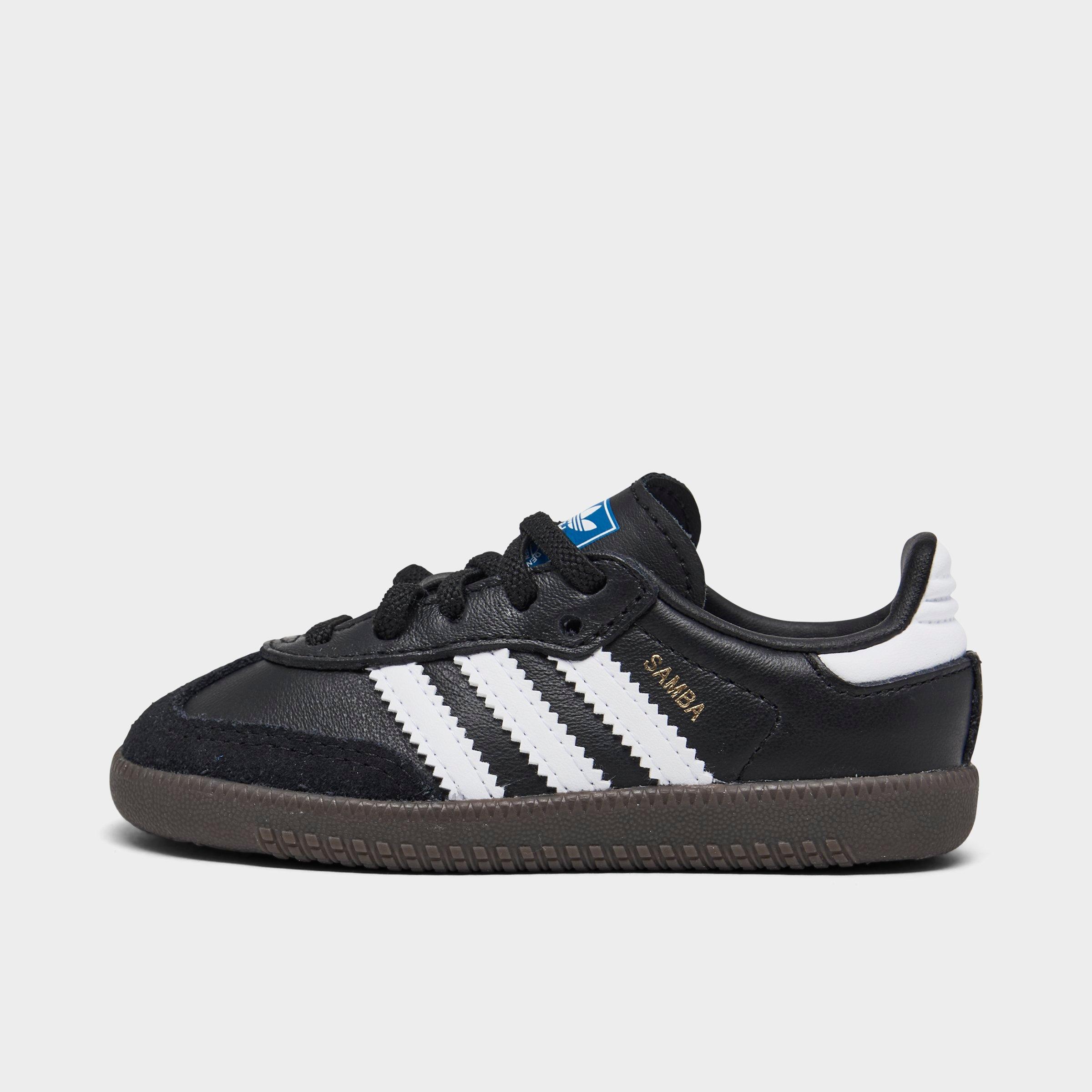 Kids' Toddler adidas Originals Samba OG Stretch Lace Casual Shoes - Core Black/Footwear White/Gum 5 - Left shoe facing left. Outside of the shoe.