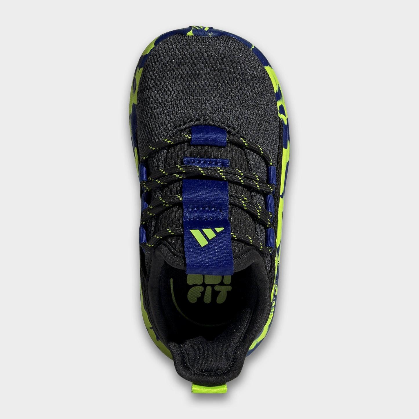 Kids' Toddler adidas Lite Racer Adapt 8.0 Stretch Lace Casual Shoes - Core Black/Solar Slime/Mystery Ink - Top view
