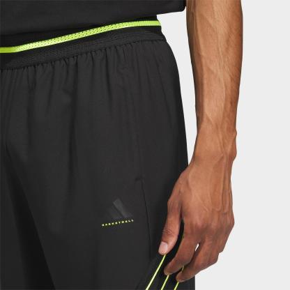 Men's adidas Crazy Lite Woven Basketball Pants - Black/Solar Lemon - view 4