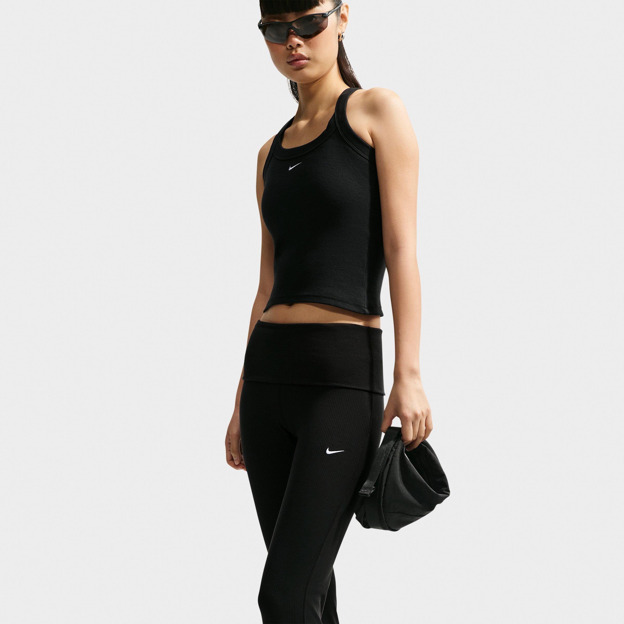 Women's Nithtke Sportswear Chill Knit Mid-Rise Tight Ribbed Pants - Black/White