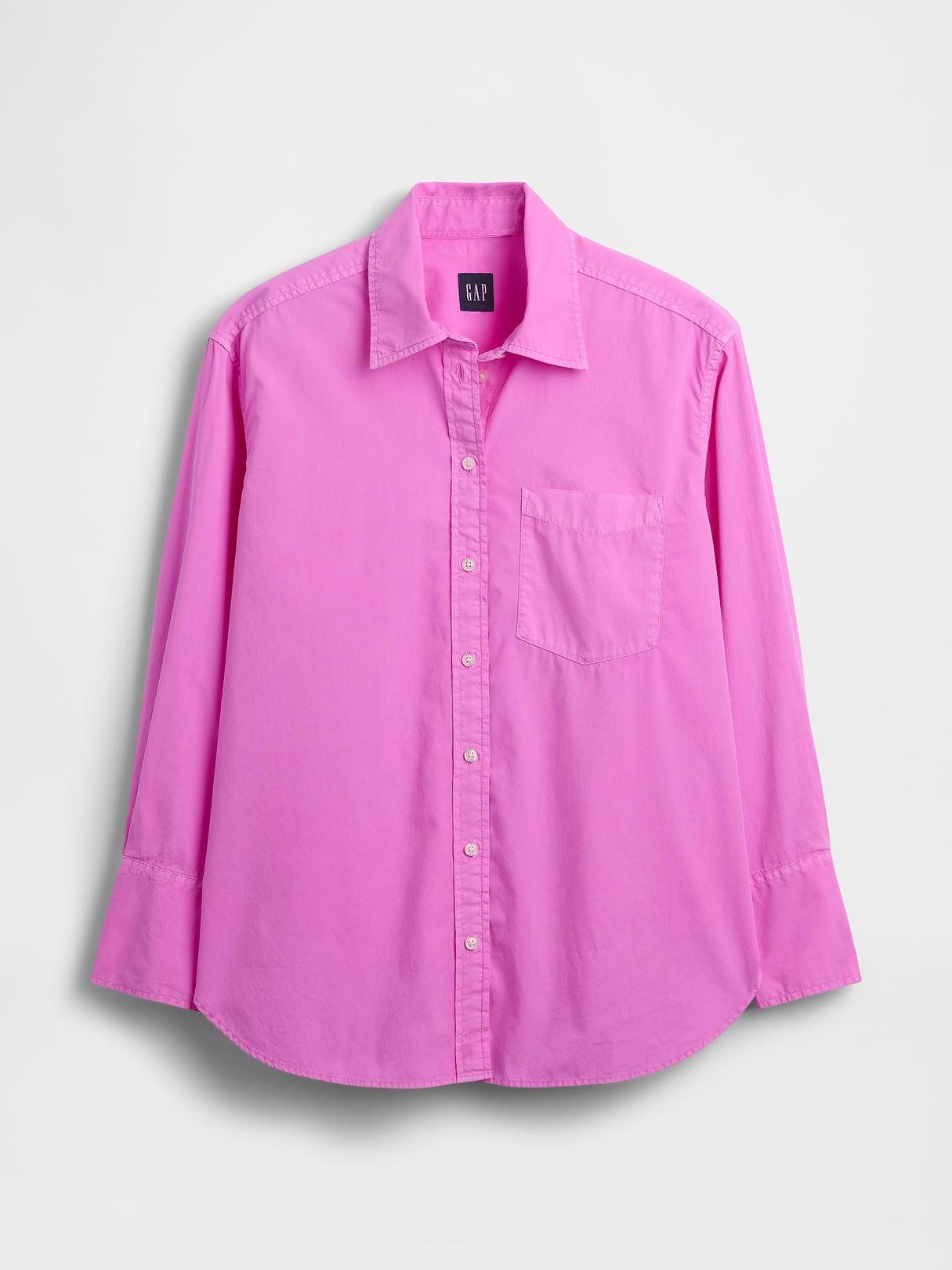 Organic Cotton Poplin Stripe Big Shirt - Neon pink glow