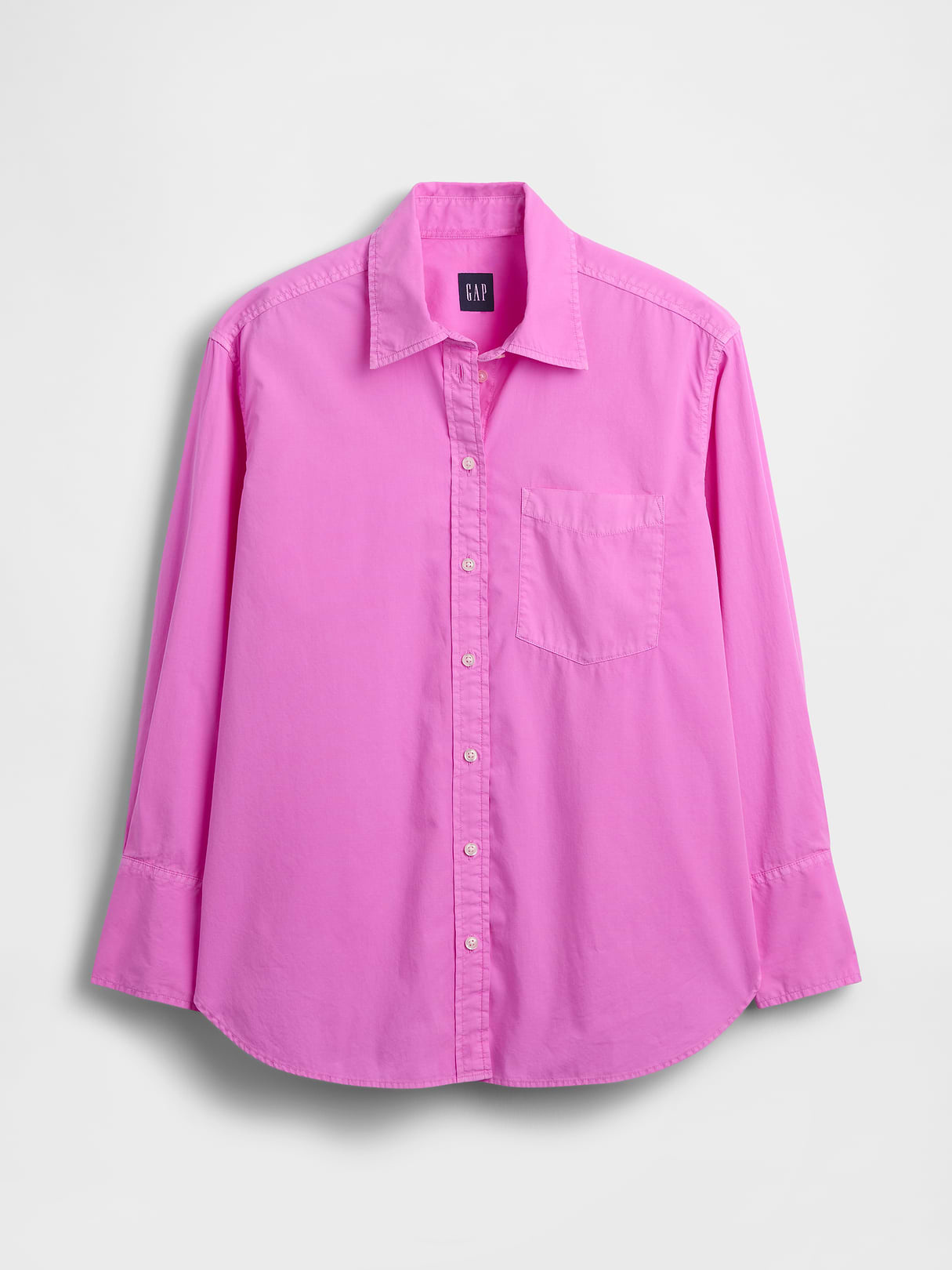Organic Cotton Poplin Stripe Big Shirt - Neon pink glow