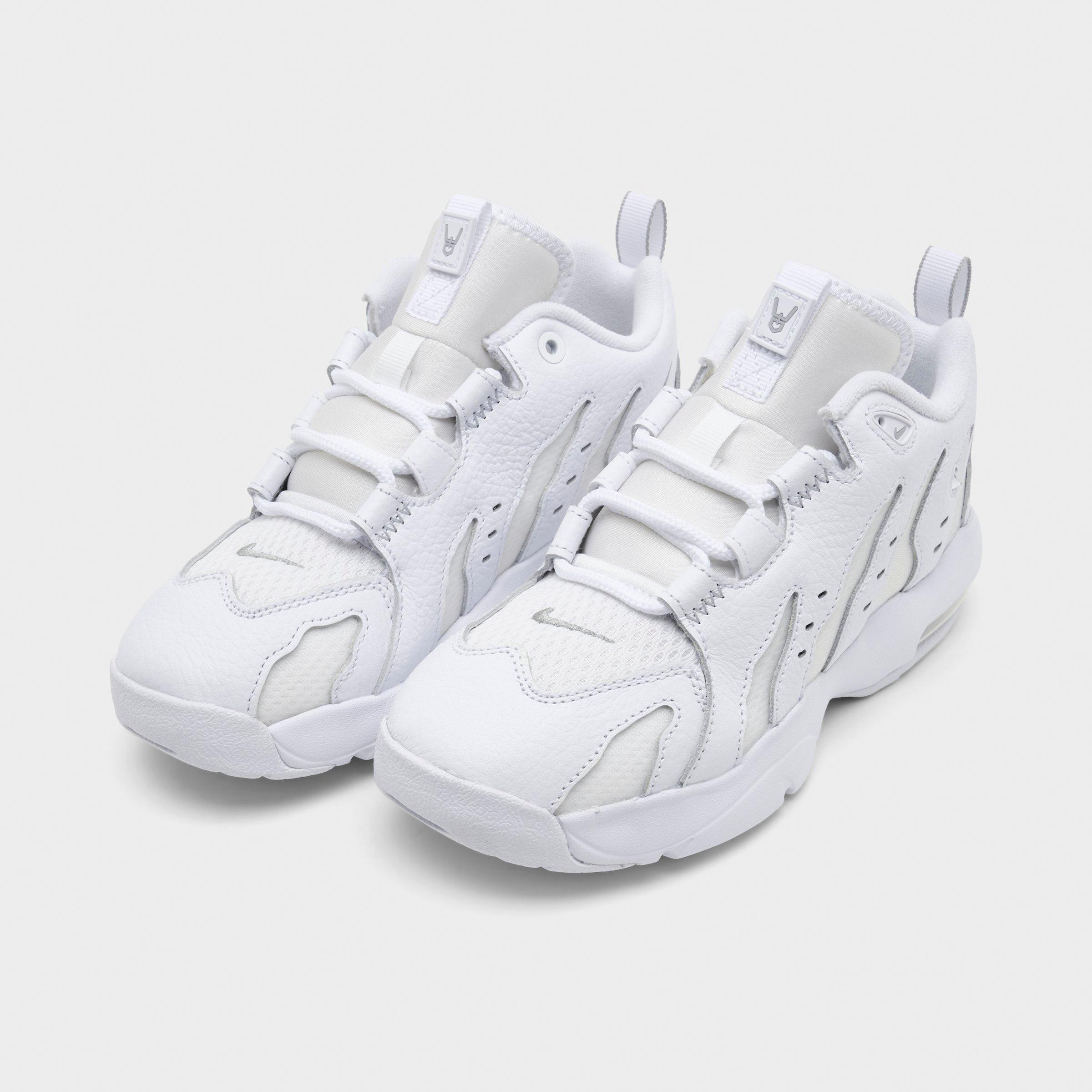 Little Kids' Nithtke Air DT Max ‘96 Low Casual Shoes - White/Metallic Silver/White/Light Smoke Grey - Both shoes facing left