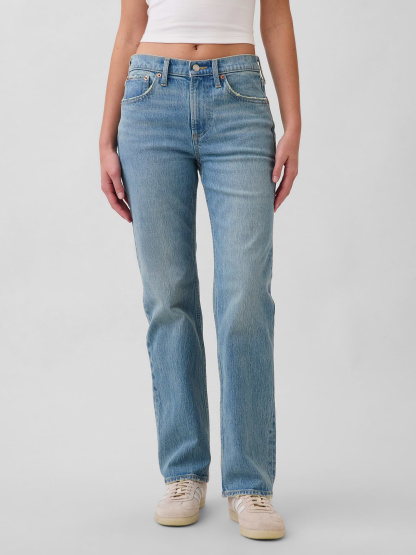 Mid Rise Corduroy Relaxed Straight Pants - Light wash