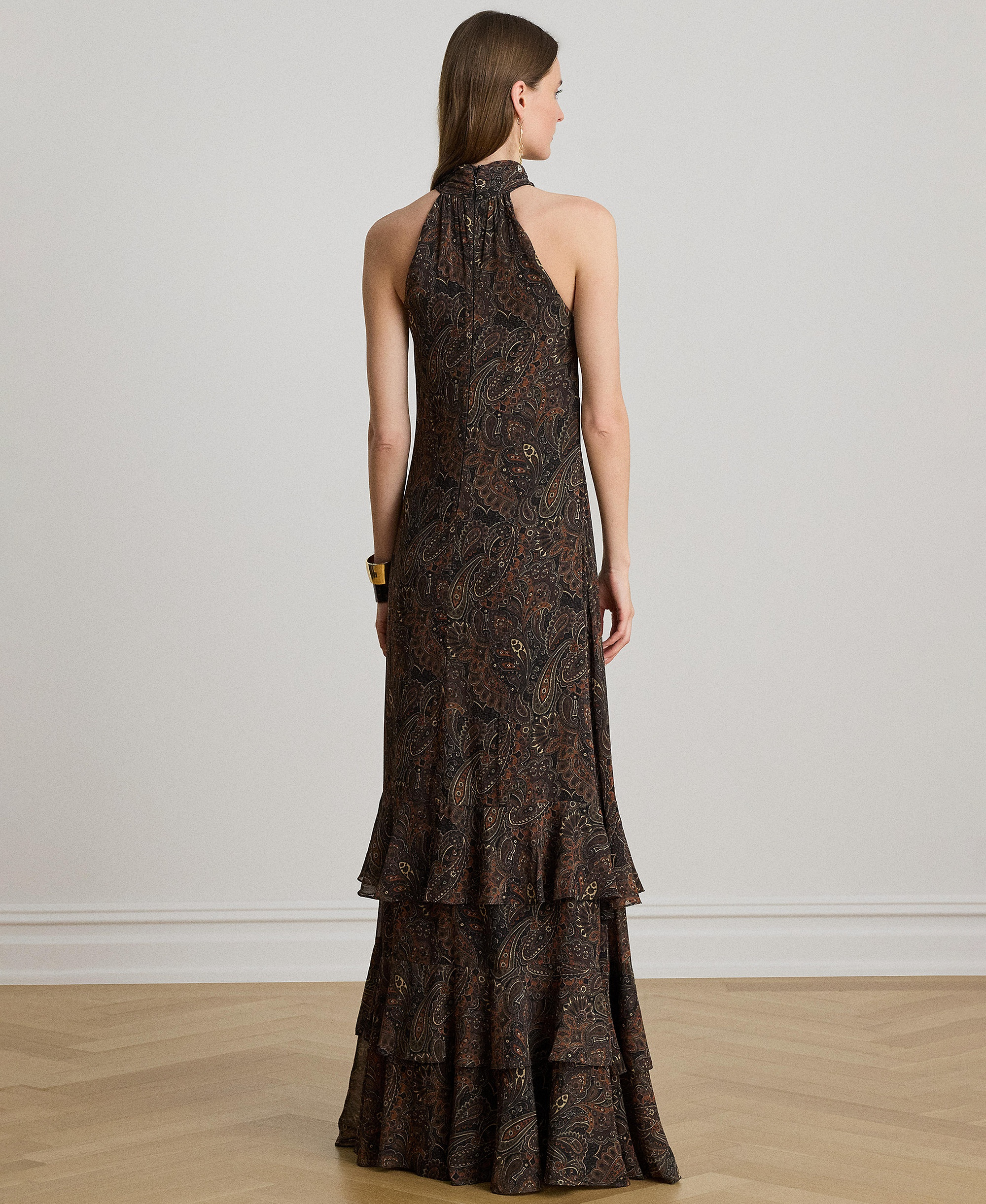 Lauren Ralph Lauren Women's Paisley Georgette Tiered Mockneck Gown - Black Multi