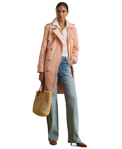 Lauren Ralph Lauren Women's Double-Breasted Belted Trench Coat, Created for Macy's - Pink Rhodonite
